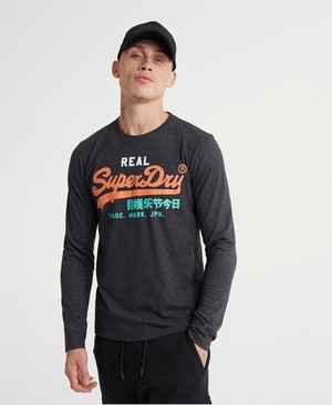 Superdry Vintage Logo Desert Hosszú Ujjú Férfi Pólók Szürke | KHUIV2148